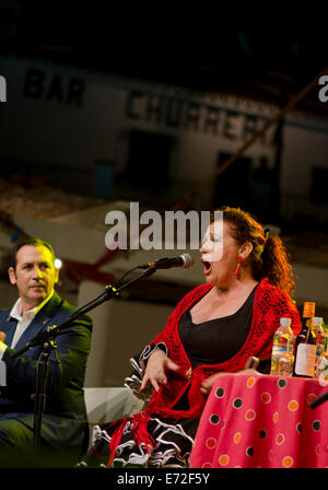 Flamenco singer Paqui Corpas performing at flamenco festival in MIjas pueblo, Andalucia, Spain Stock Photo