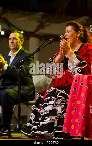 Flamenco singer Paqui Corpas performing at flamenco festival in MIjas pueblo, Andalucia, Spain Stock Photo