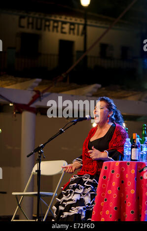 Flamenco singer Paqui Corpas performing at flamenco festival in MIjas pueblo, Andalucia, Spain Stock Photo