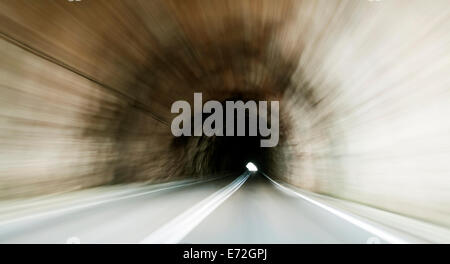 Abstract speed motion in urban highway road tunnel Stock Photo