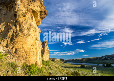 The White Cliffs of the Missouri River at the Upper Missouri River National Monument, Montana, USA. Stock Photo