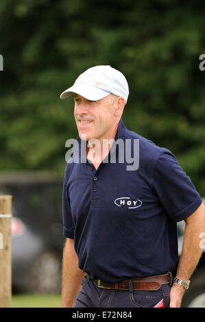 Burghley House, Stamford, Lincolnshire, UK . 03rd Sep, 2014. Andrew Hoy during the Dressage phase of the 2014 Land Rover Burghley Horse Trials held at Burghley House, Stamford, Lincolnshire Credit:  Jonathan Clarke/Alamy Live News Stock Photo
