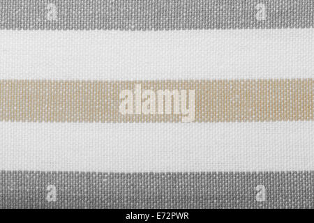 Closeup of grey gray white horizontal striped fabric textile as background texture or pattern. Macro. Stock Photo
