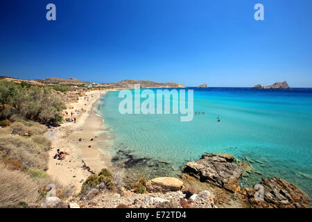 One of the many beautiful beaches at Xerokambos, Sitia, Lasithi, Crete, Greece. Stock Photo