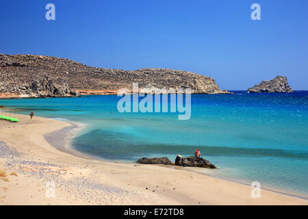 One of the many beautiful beaches at Xerokambos, Sitia, Lasithi, Crete, Greece. Stock Photo