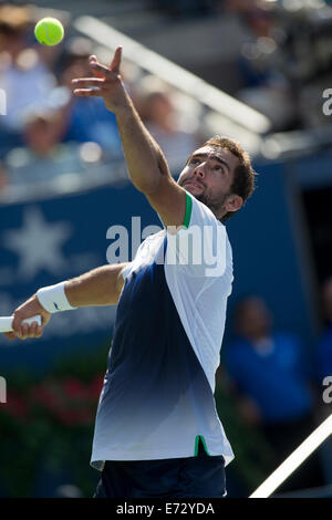 New York, NY, USA. 04th Sep, 2014. Marin Cilic (CRO) in quarterfinal action vs. Tomas Berdych (CZE) at the 2014 US Open Tennis Championships. Credit:  PCN Photography/Alamy Live News Stock Photo