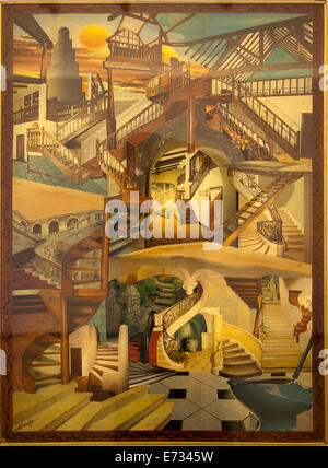 'Escaleras' by Pepe Tauste at Museum of Contemporary Art in Dalt Vila in Ibiza Stock Photo