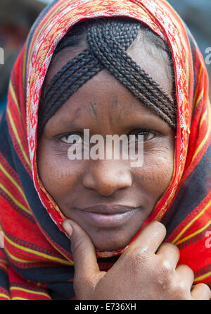 Afar Tribe Woman With Scarifications On Her Face, Assaita, Afar ...