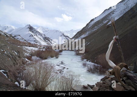 Frozen river, Rumbak valley, Hemis National Park, Ladakh, India, Asia Stock Photo