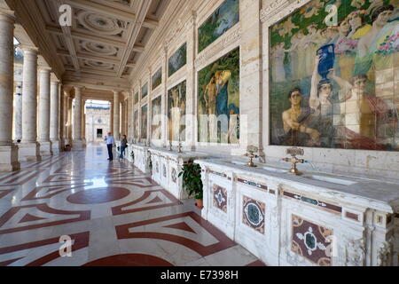 Art Nouveau decorated mineral spring water hall inside the Terme Tettuccio, Montecatini Terme, Tuscany, Italy, Europe Stock Photo