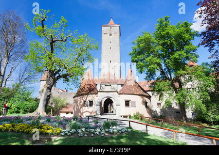 Burgtor Gate and Bastei, Rothenburg ob der Tauber, Romantic Road (Romantische Strasse), Franconia, Bavaria, Germany, Europe Stock Photo