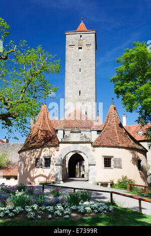 Burgtor Gate and Bastei, Rothenburg ob der Tauber, Romantic Road (Romantische Strasse), Franconia, Bavaria, Germany, Europe Stock Photo