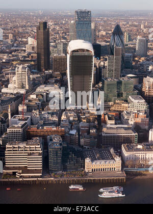 Aerial London Cityscape dominated by Walkie Talkie tower, London, England, United Kingdom, Europe Stock Photo