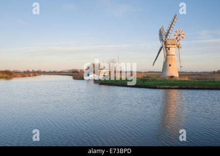 A view of Thurne Mill in the Norfolk Broads, Norfolk, England, United Kingdom, Europe Stock Photo