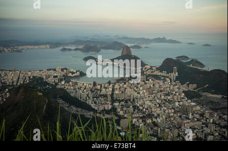 View from Cristo Redentor over Rio de Janeiro, Corcovado, Rio de Janeiro, Brazil, South America Stock Photo