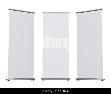 Blank roll-up banner display, isolated Stock Photo