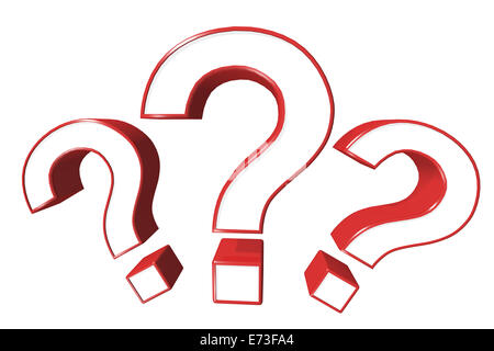 Three of red question marks isolated on white background Stock Photo