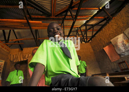 Kenya, Kakamega, smiling schoolchild with uniform (MR). Stock Photo
