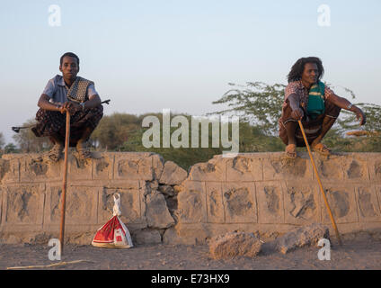 Afar Tribe Men, Afambo, Afar Regional State, Ethiopia Stock Photo