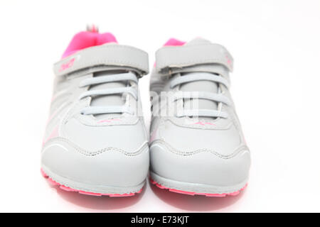 gray sneakers isolated on white Stock Photo