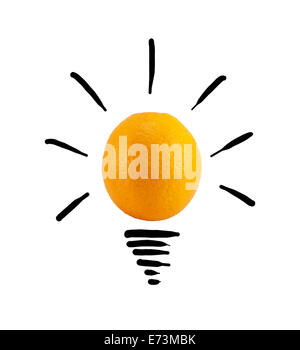 smart orange idea on white background Stock Photo