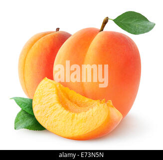 Fresh apricots on white background Stock Photo