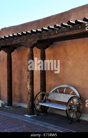 Bench in historic downtown Albuquerque, New Mexico, USA Stock Photo