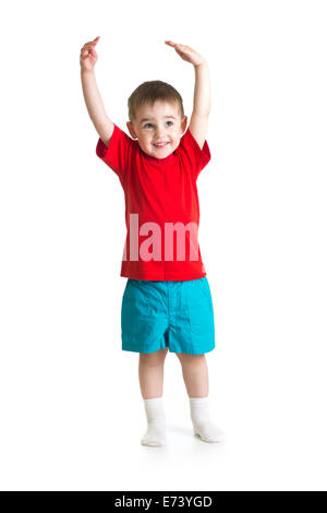 little Kid or child growing Isolated on white Stock Photo