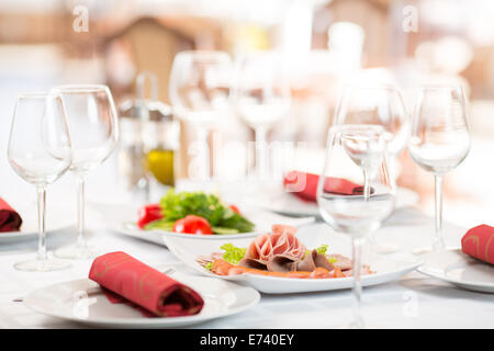 Banquet setting table in restaurant interior Stock Photo