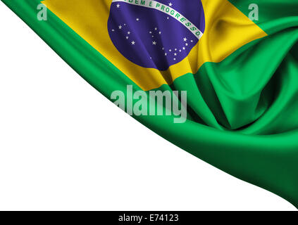 flag of Brazil crop isolated on white Stock Photo