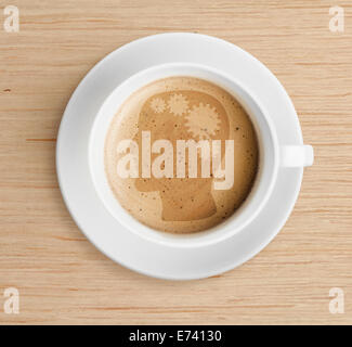 coffee cup with brain refreshing concept on foam Stock Photo