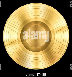gold record music disc award isolated on black Stock Photo