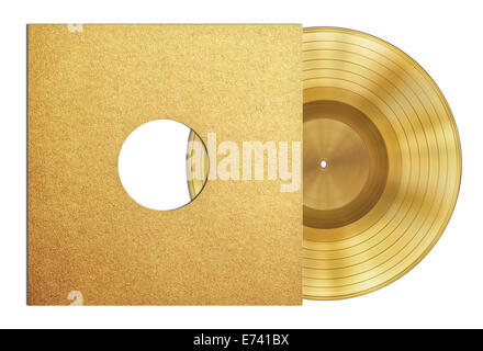 gold record music disc award in sleeve isolated Stock Photo