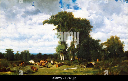 Landscape with Cattle at Limousin - by Jules Dupre, 1837 Stock Photo