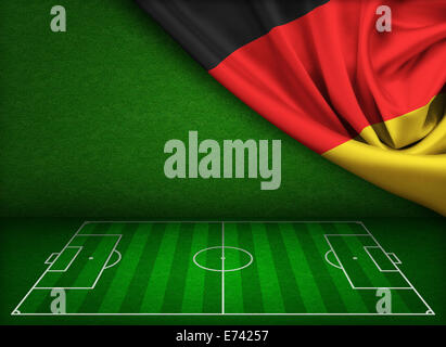 Soccer or football field background with flag of Germany Stock Photo