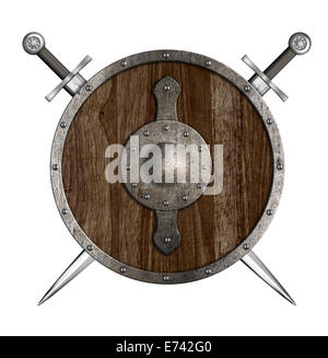 Round shield and two crossed swords isolated 3d illustration Stock ...