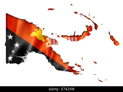 Papua New Guinea flag map, three dimensional render, isolated on white Stock Photo