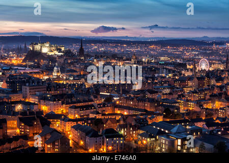 Edinburgh as the sun sets on the first day of winter. Stock Photo