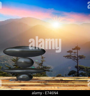 stone pyramid with nice background for adv or others purpose use Stock Photo