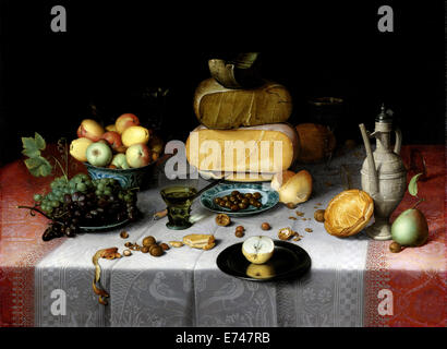 Still Life with Cheese - by Floris Claesz van Dijck, 1615 Stock Photo