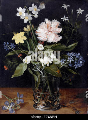 Still Life with Flowers in a Glass - by Jan Brueghel, 1625 - 1630 Stock Photo