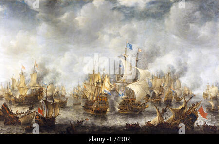The Battle of Terheide - by Jan Abrahamsz Beerstraten, 1653 - 1666 Stock Photo