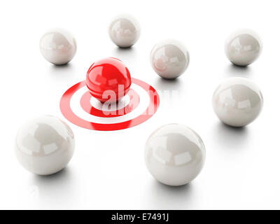 image of 3d red ball on target. business leadership success concept.