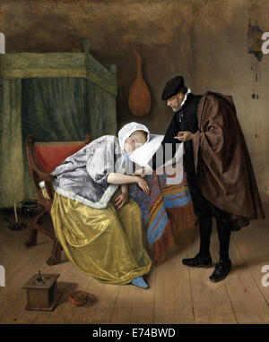 The Sick Woman - by Jan Havicksz Steen, 1663 - 1666 Stock Photo