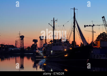 Evening on the Pregel river. Kaliningrad, Russia Stock Photo