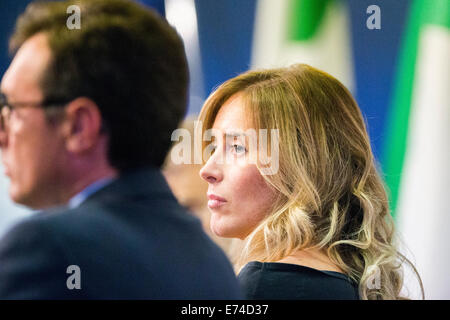 The minister of   Constitutional Reforms and Relations with Parliament Maria Elena Boschi speaks at Festa Democratica in Turin.