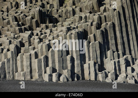 Reynisfjara Beach Volcanic Basalt Coloumn Formations, in southern Iceland Stock Photo