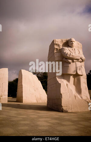 Martin Luther King Memorial in early morning light. Moody, dramatic, color photograph Stock Photo