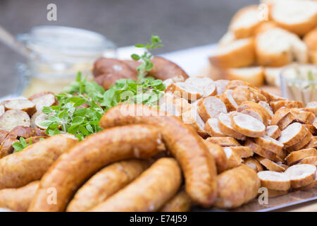 Smoked dry sausage cold cuts. Stock Photo