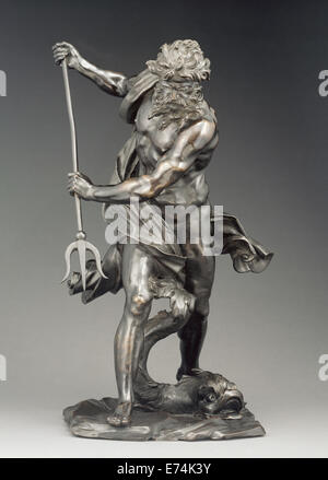 Neptune with Dolphin; After Gian Lorenzo Bernini, Italian, 1598 - 1680; probably 17th century (after 1623); Bronze Stock Photo